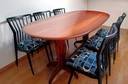 Ovale eettafel, notenhout, Expozione Mobili Cantu, (La Permanente) jaren 1940