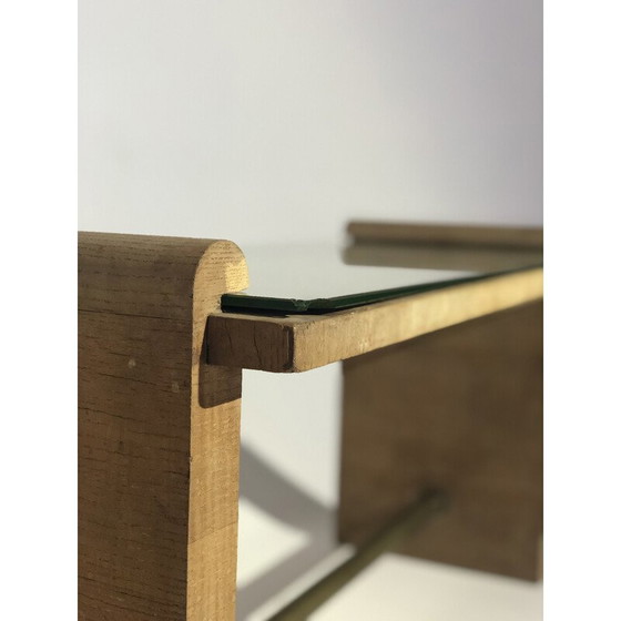 Image 1 of Vintage salontafel van hout en spiegel