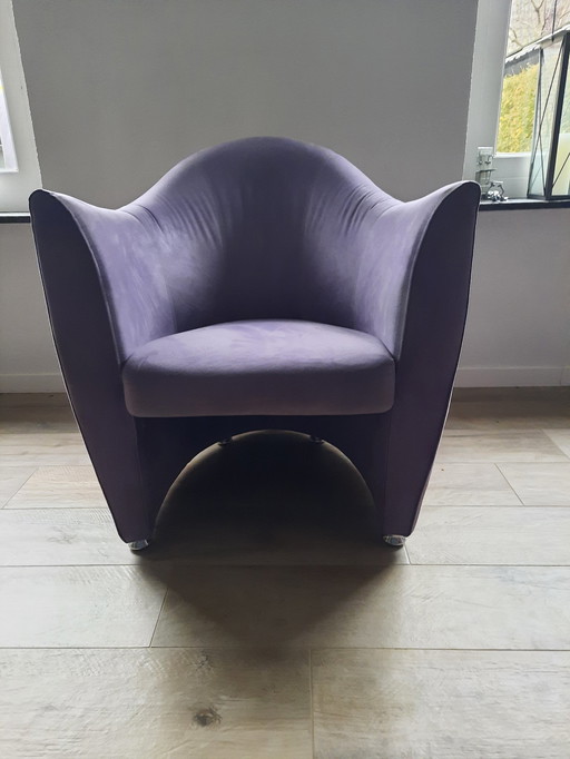 Leolux Sjamaan Fauteuil. Paarse Stof. Design