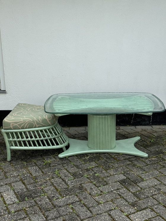 Image 1 of Vintage houten verstelbare tafel en kruk