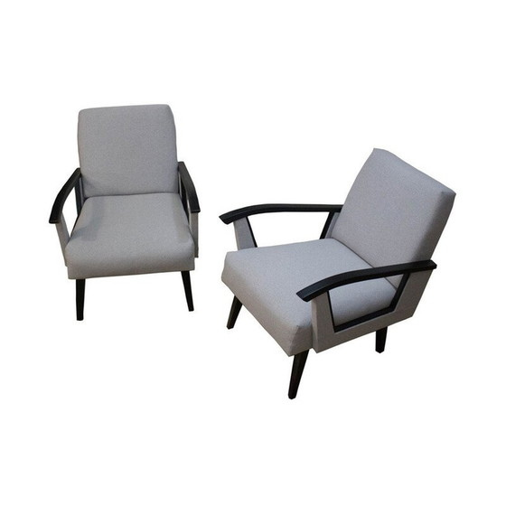 Image 1 of Paar vintage houten fauteuils, België 1960