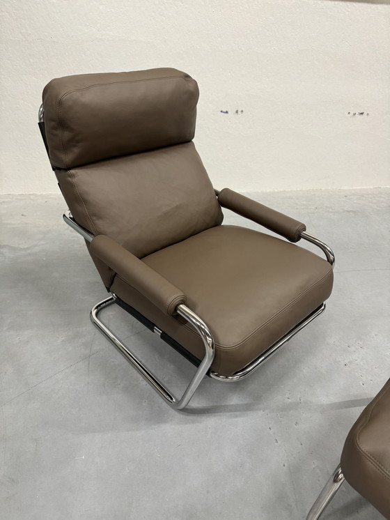 Image 1 of Gelderland 601 Meneer Oberman Fauteuil Met Poef Leer