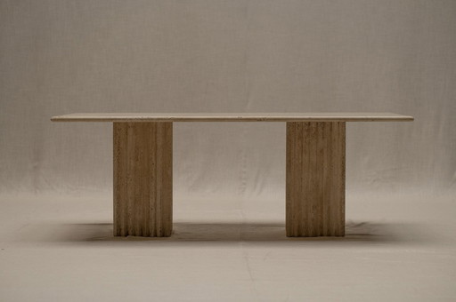 Travertin Brutalistische Eettafel 1970S