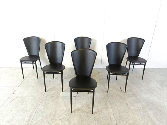 Image 1 of 6x Postmoderne Italiaanse eetkamerstoelen, jaren 1980