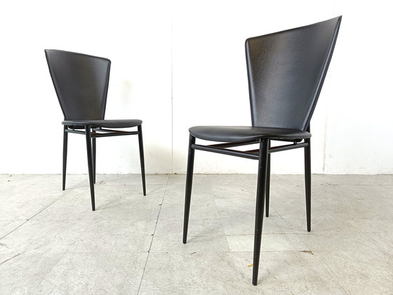 Image 1 of 6x Postmoderne Italiaanse eetkamerstoelen, jaren 1980