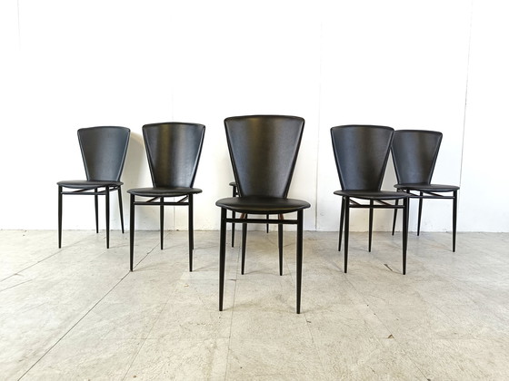 Image 1 of 6x Postmoderne Italiaanse eetkamerstoelen, jaren 1980