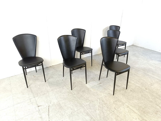 Image 1 of 6x Postmoderne Italiaanse eetkamerstoelen, jaren 1980