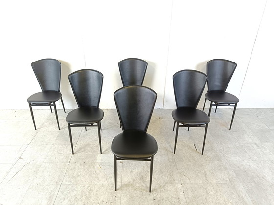 Image 1 of 6x Postmoderne Italiaanse eetkamerstoelen, jaren 1980