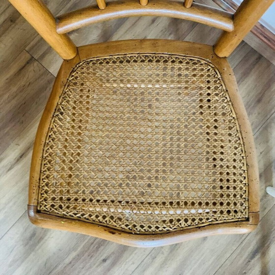 Image 1 of Paar bijpassende vintage stoelen met rieten bekleding