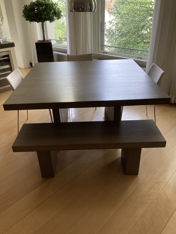 Image 1 of Van Rossum Lof Familie Eettafel Plus Bank, Eiken Grey