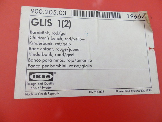 Image 1 of IKEA Design HAGBERG 4 kunststof kinderkistbanken geel en rood