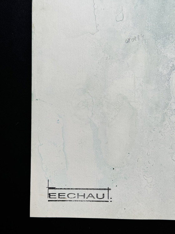 Image 1 of Eugène Eechaut (1928-2019) - Set van 10 kunstwerken. Aquarel Abstract Landschap