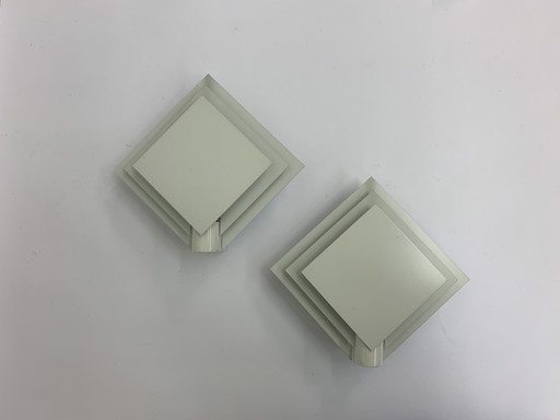 Set Of 2 Luminance Post Modern Minimalist Wall Lamps , 1980S