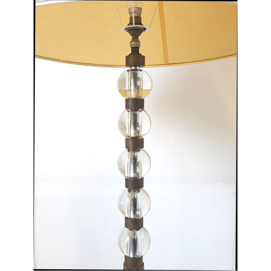 Image 1 of Vintage eiken en glazen vloerlamp, Frankrijk 1950