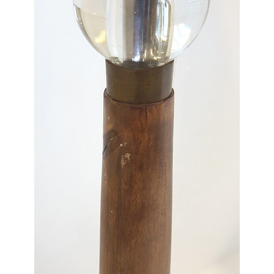 Image 1 of Vintage eiken en glazen vloerlamp, Frankrijk 1950