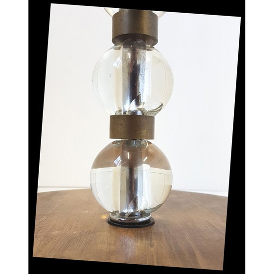 Image 1 of Vintage eiken en glazen vloerlamp, Frankrijk 1950