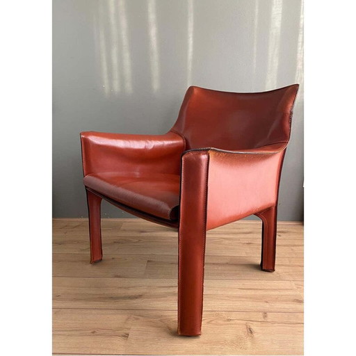 Vintage leren fauteuil van Mario Bellini 1970