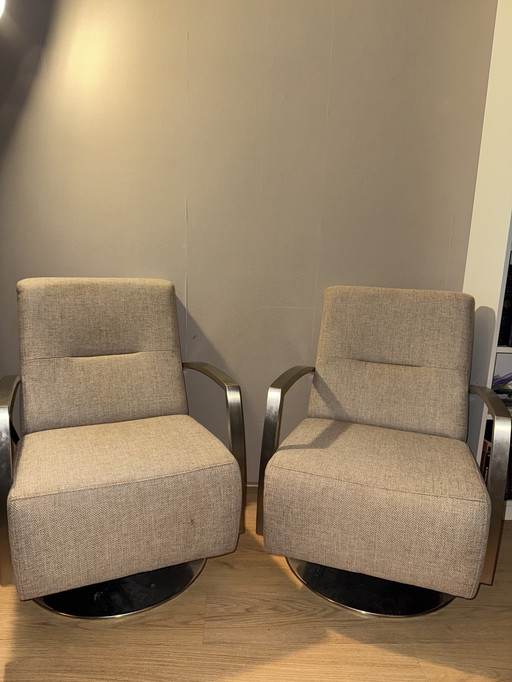 2x Vintage Fauteuil Zandkleur