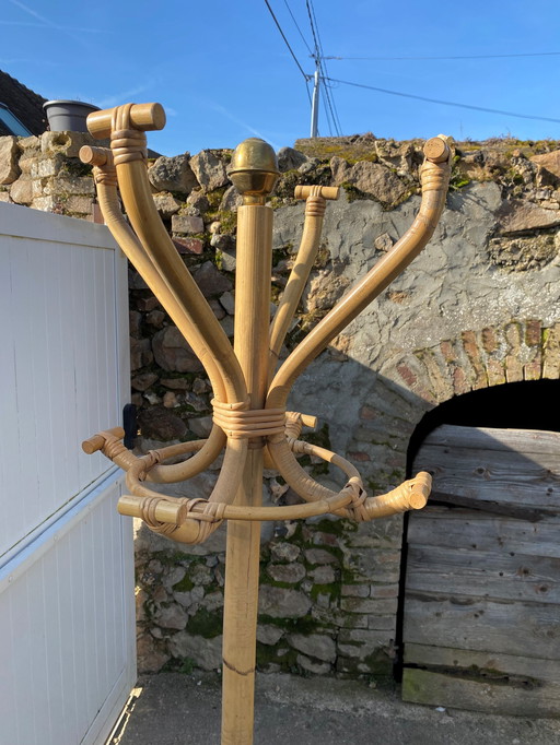 Vintage rotan papegaai kleerhanger 1970