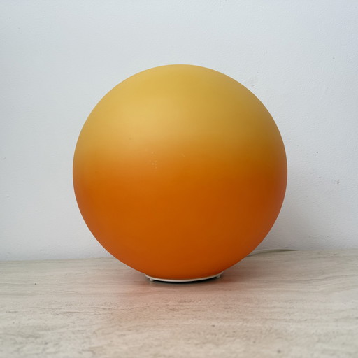Wofi Leuchten Vintage Glass Ball Lamp, Made In Germany, Desk Light, Table Lamp, 1990S, Orange Glass
