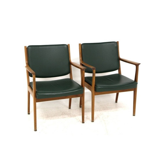 Image 1 of Paar vintage leren fauteuils van Karl Erik Ekselius, Zweden 1960