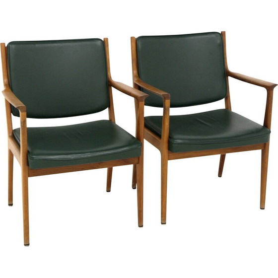 Image 1 of Paar vintage leren fauteuils van Karl Erik Ekselius, Zweden 1960