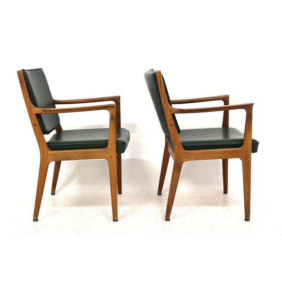 Image 1 of Paar vintage leren fauteuils van Karl Erik Ekselius, Zweden 1960