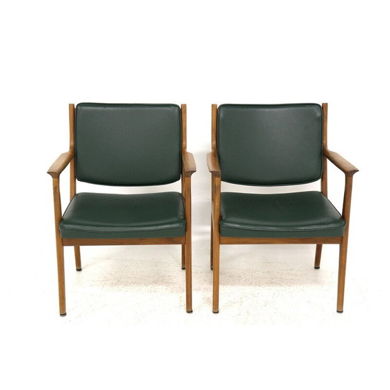 Image 1 of Paar vintage leren fauteuils van Karl Erik Ekselius, Zweden 1960