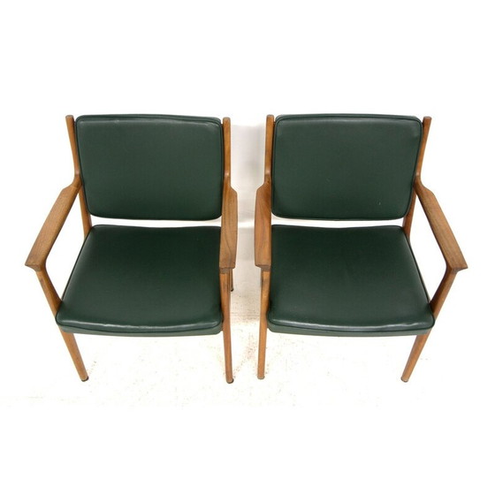 Image 1 of Paar vintage leren fauteuils van Karl Erik Ekselius, Zweden 1960