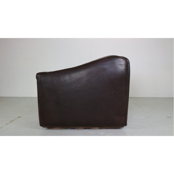 Image 1 of Vintage 2-zitsbank "DS-47" in donkerbruin buffelleer voor De Sede, Zwitserland 1970
