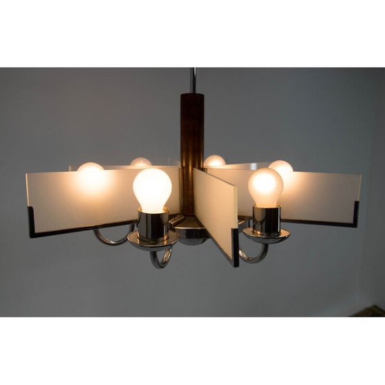 Image 1 of Vintage art deco 6-vlamige chromen kroonluchter, 1940