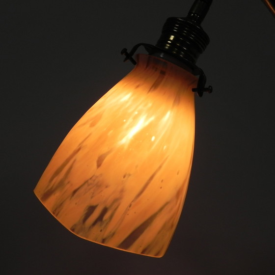 Image 1 of Franse Bureaulamp Met Glazen Kap, Verstelbaar, Jaren 30