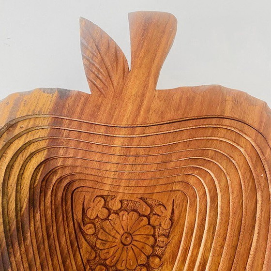 Image 1 of Vintage opvouwbare teak appel schaal