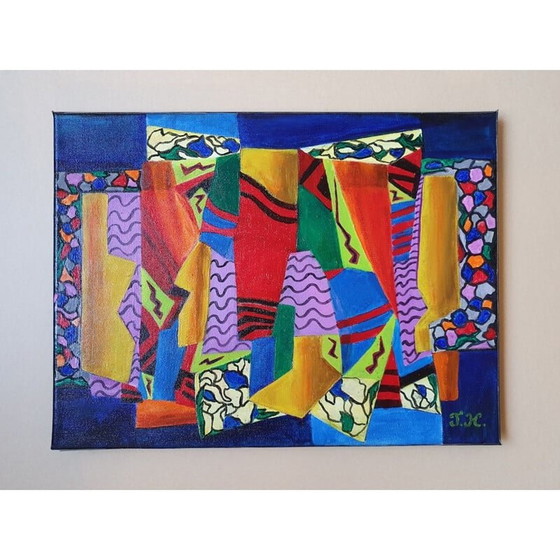 Image 1 of Vintage acrylschilderij "Perplexity" door Jocelyne Hoffelt, 2021