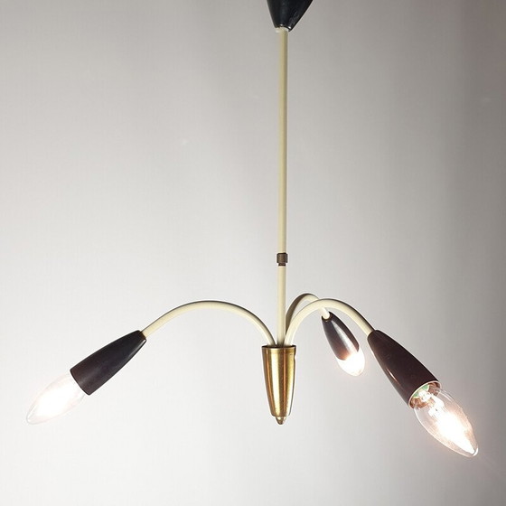 Image 1 of Vintage messing 3-tak hanglamp, Italië 1960