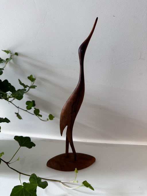 Mid Century Teakhouten Kraanvogel 