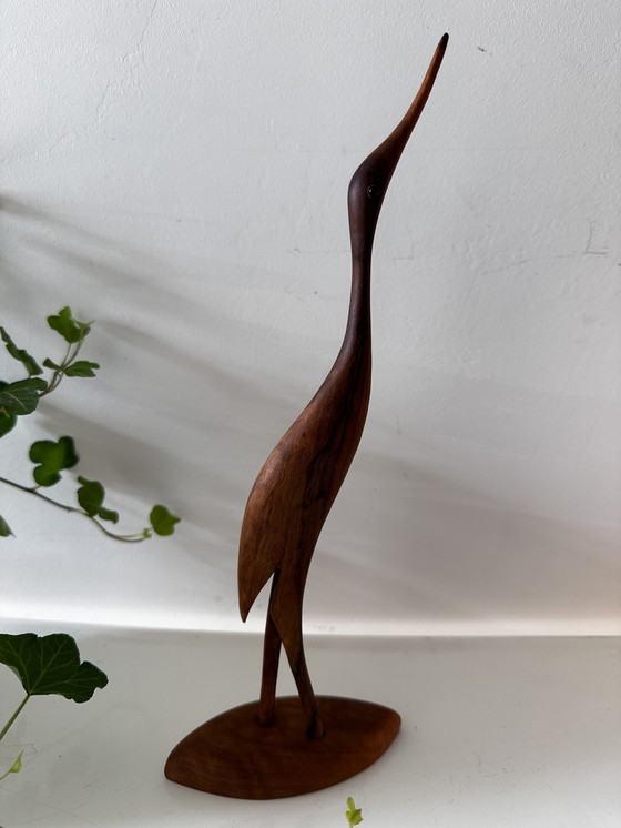 Image 1 of Mid Century Teakhouten Kraanvogel 