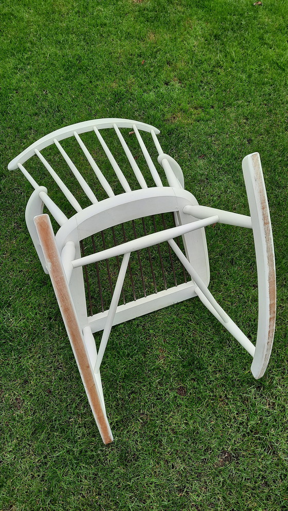 Image 1 of Retro vintage Borge Morgensen schommelstoel wit
