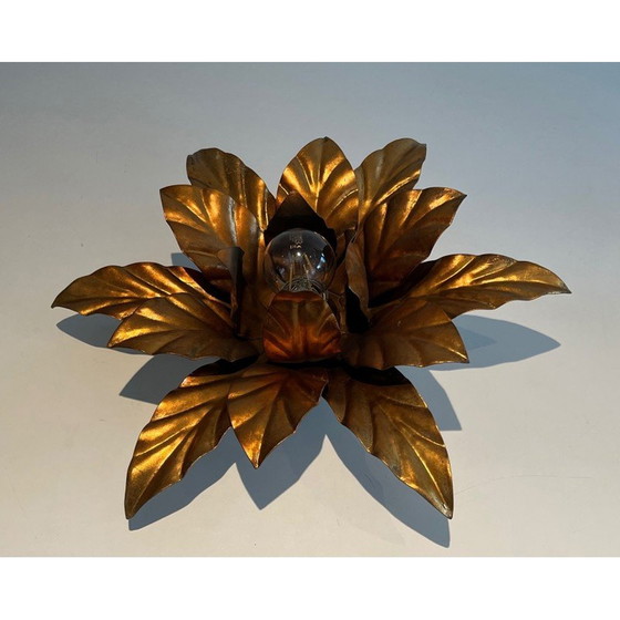 Image 1 of Vintage Fleur wandlamp van verguld metaal, 1970