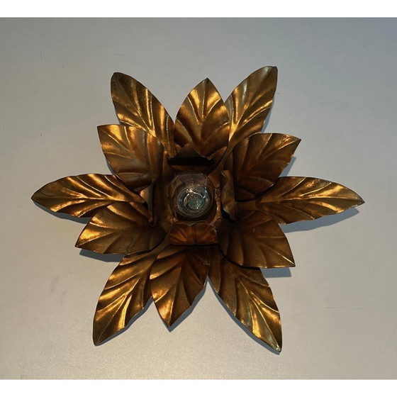 Image 1 of Vintage Fleur wandlamp van verguld metaal, 1970