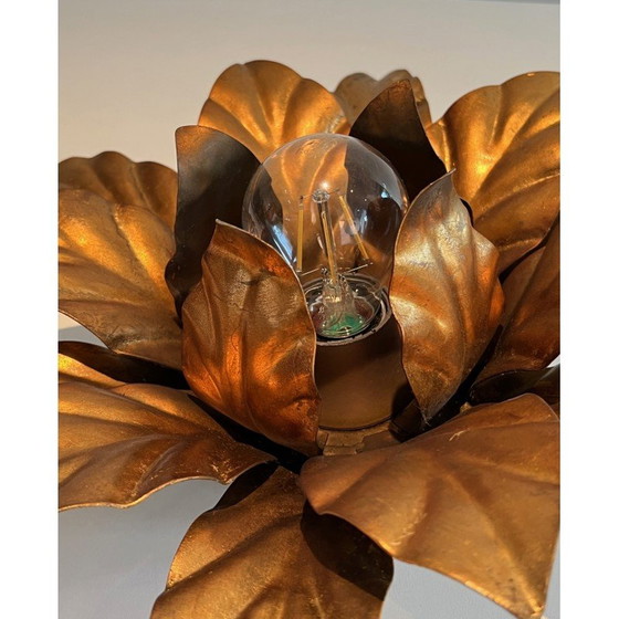 Image 1 of Vintage Fleur wandlamp van verguld metaal, 1970