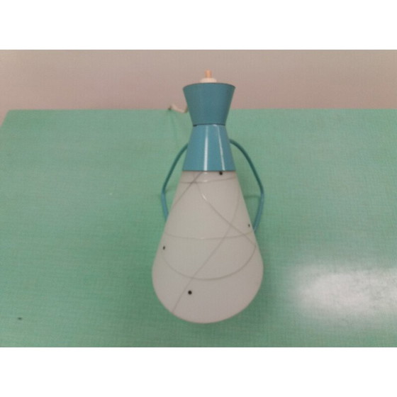 Image 1 of Vintage metalen tafellamp in glas, Tsjechoslowakije 1958