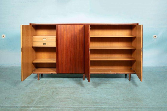 Image 1 of Vintage teakhouten buffetkast 60s, large teak highboard