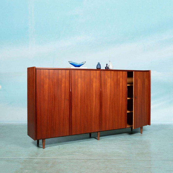 Image 1 of Vintage teakhouten buffetkast 60s, large teak highboard