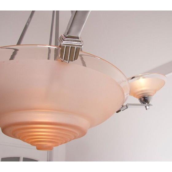 Image 1 of Vintage roze glazen kroonluchter van Muller Freres, Frankrijk 1930