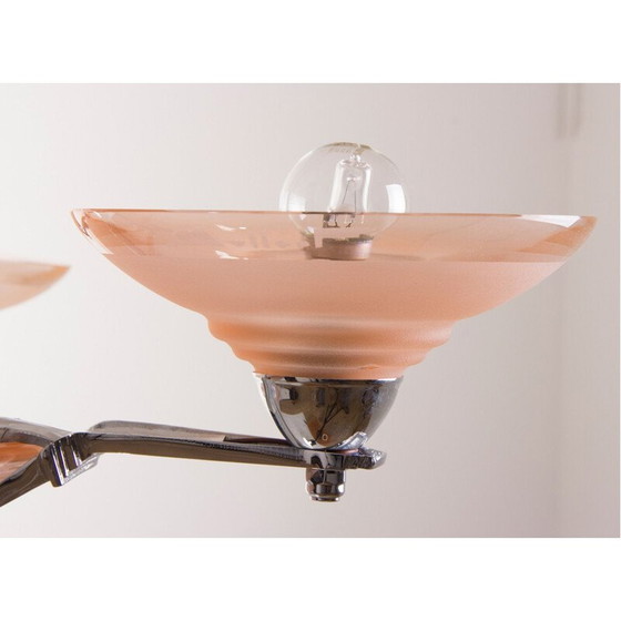 Image 1 of Vintage roze glazen kroonluchter van Muller Freres, Frankrijk 1930