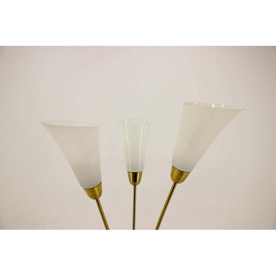 Image 1 of Vintage art deco lamp van messing en glas, Tsjechoslowakije 1940