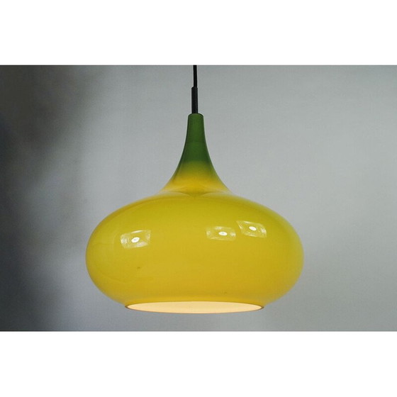Image 1 of Vintage groen glazen hanglamp van Doria Leuchten, 1970