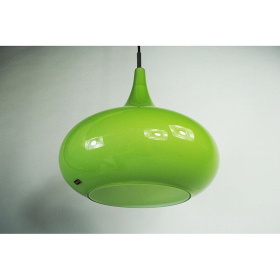 Image 1 of Vintage groen glazen hanglamp van Doria Leuchten, 1970
