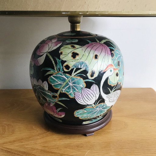 Chinese Bol Lamp Familie Noir Vintage